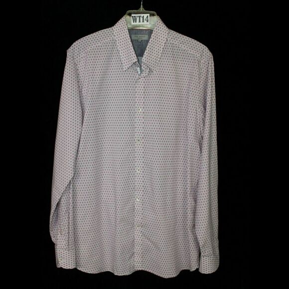 TED BAKER LONDON MENS SIZE 5 /XL LONG SLEEVE BUTTON FRONT FLIP CUFF SHIRT - Picture 2 of 8